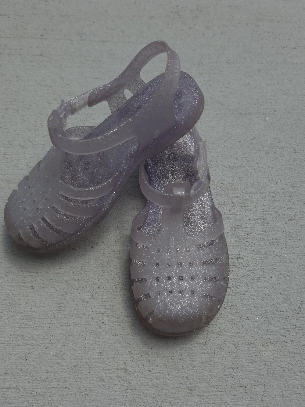 Tucker & Tate Toddler Girl Purple Glitter Jelly Sandals Easy Close Size 11